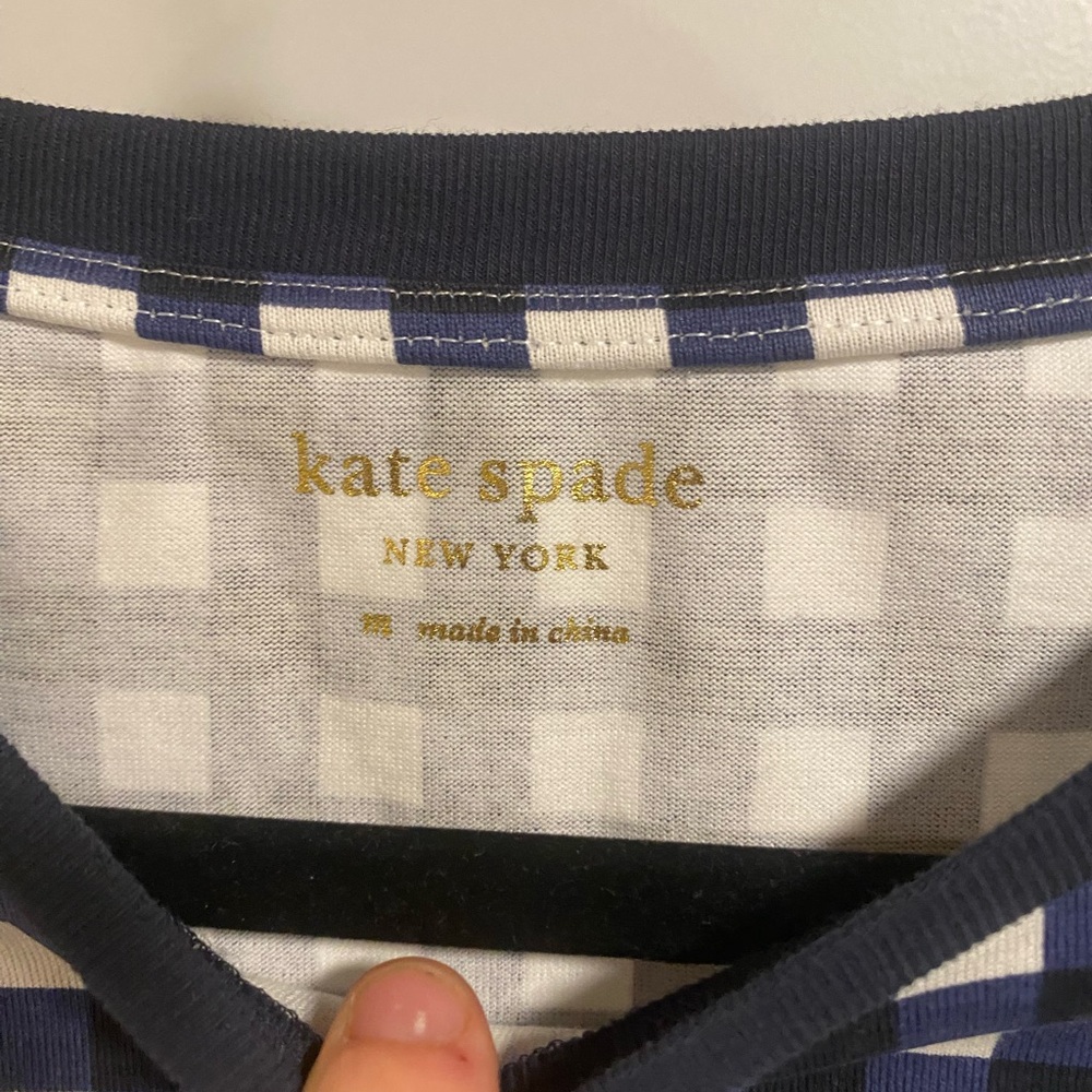 Kate Spade Blue Gingham Ruffle Sleeve Peplum Top Size M - Picture 4 of 7